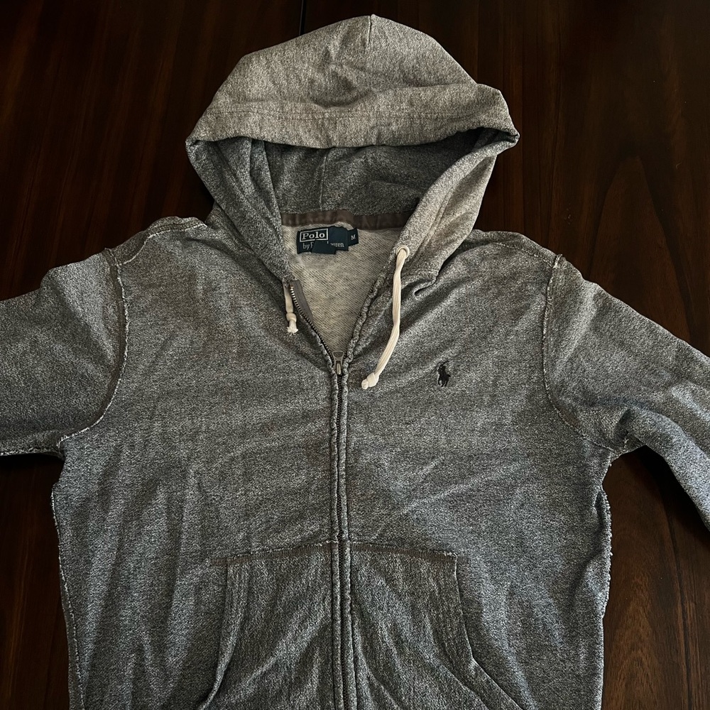 Grey Polo Ralph Lauren zip up hoodie, size Medium, excellent condition